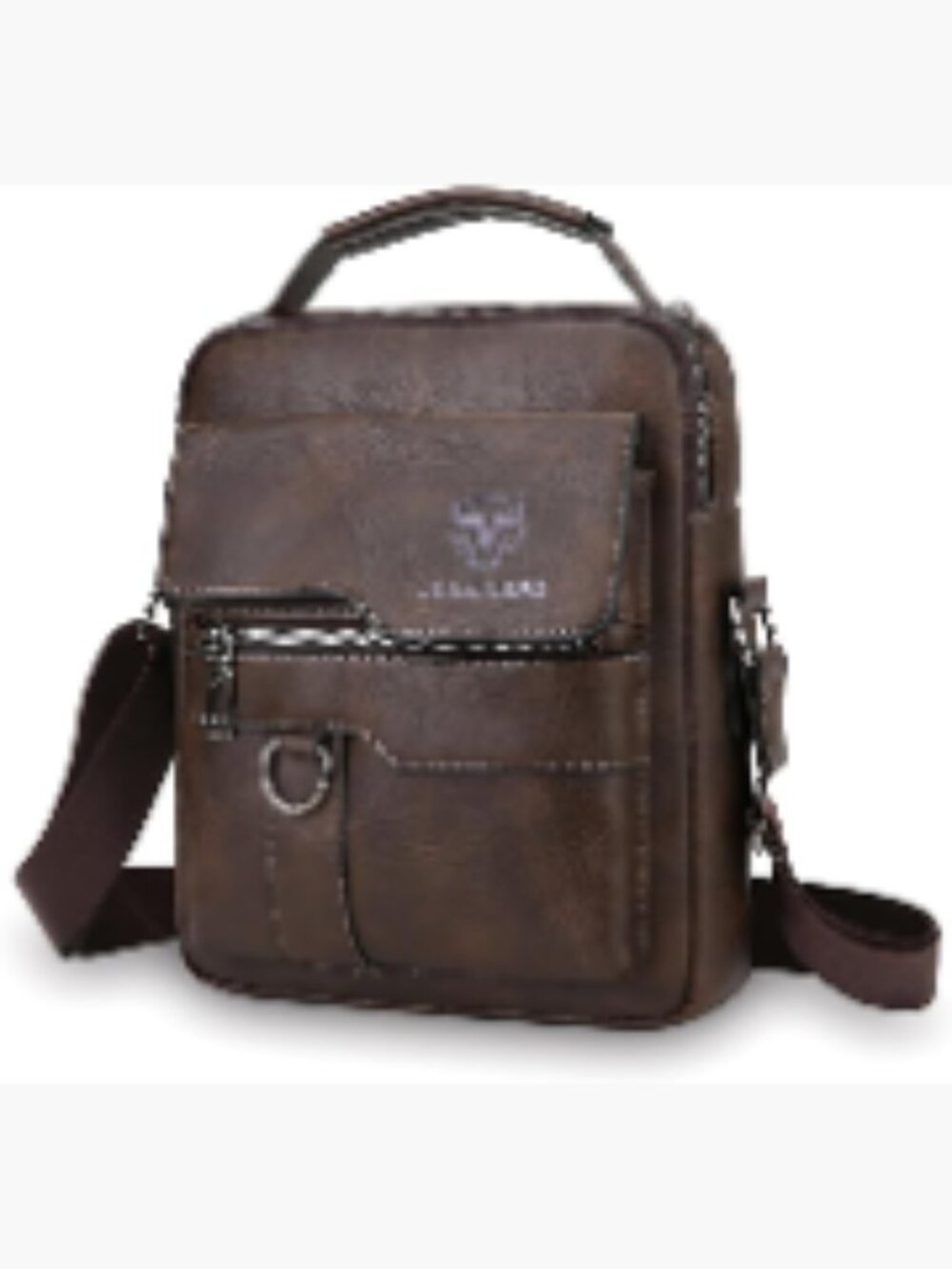 LEBULLBRO Men's Leather Sling Bag Crossbody Messenger with Multiple Pockets